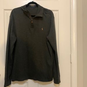 Polo Ralph Lauren zip up sweatshirt. Dark gray color. Size XL
